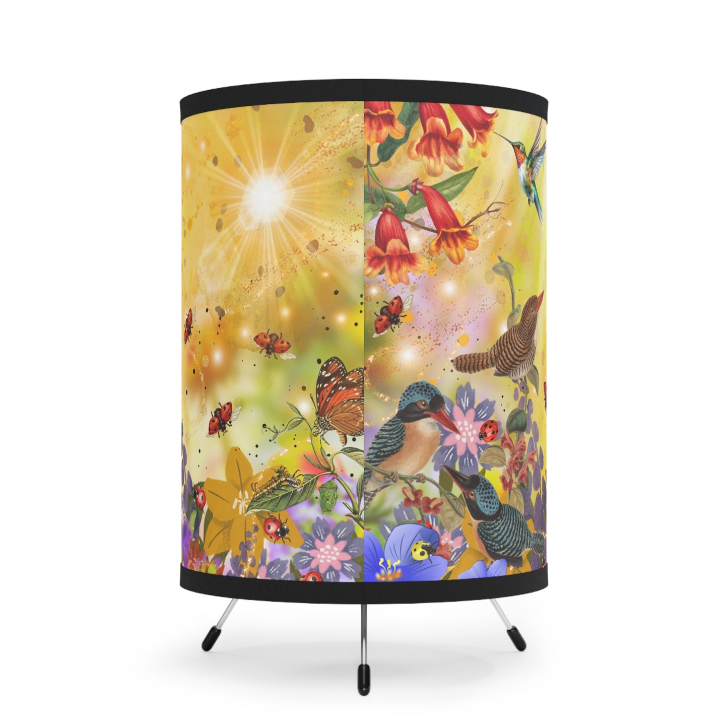Ladybug Garden Tripod Lamp with High-Res Printed Shade, US\CA plug