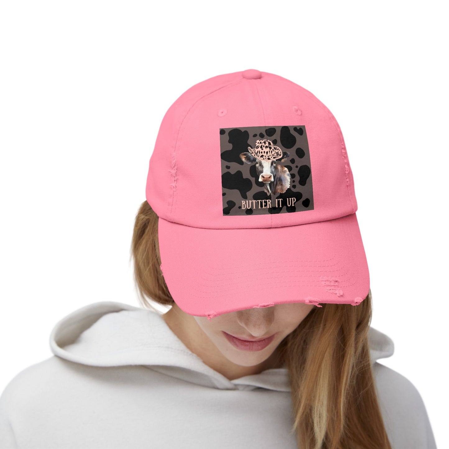 Cow 2 Unisex Distressed Cap