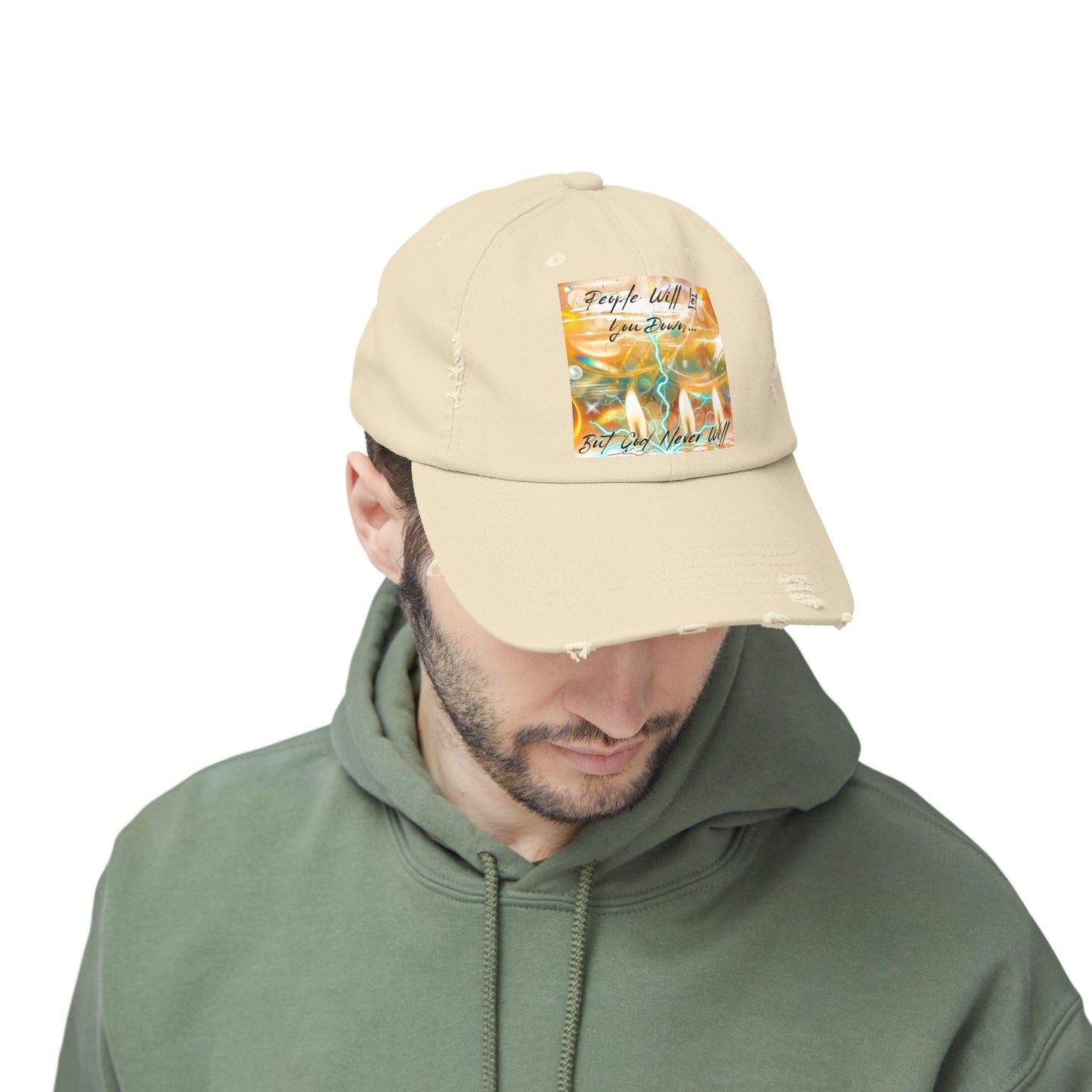But God Never Will Unisex Distressed Cap - Buy Online - Color Khaki
