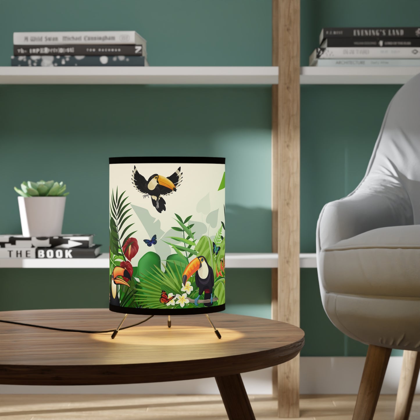 Feathered Friends Tripod Lamp with High-Res Printed Shade, US\CA plug