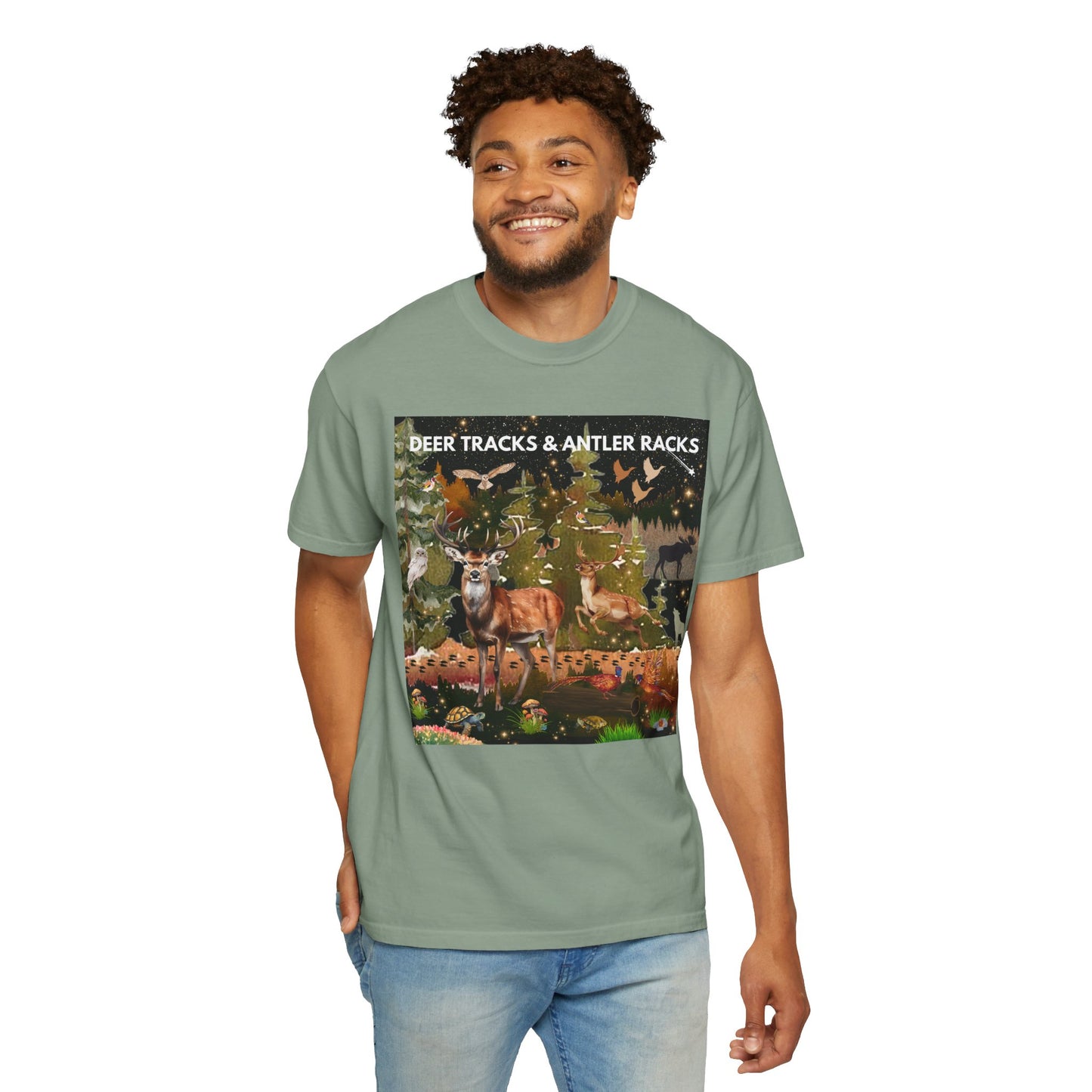 Deer Tracks & Antler Racks Unisex Garment-Dyed T-shirt