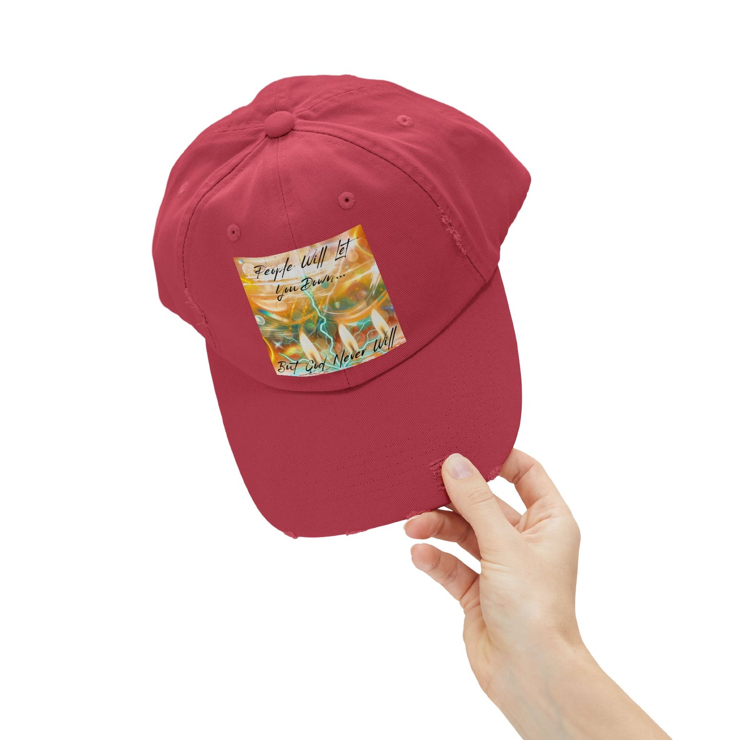 But God Never Will Unisex Distressed Cap - Buy Online - Color Red