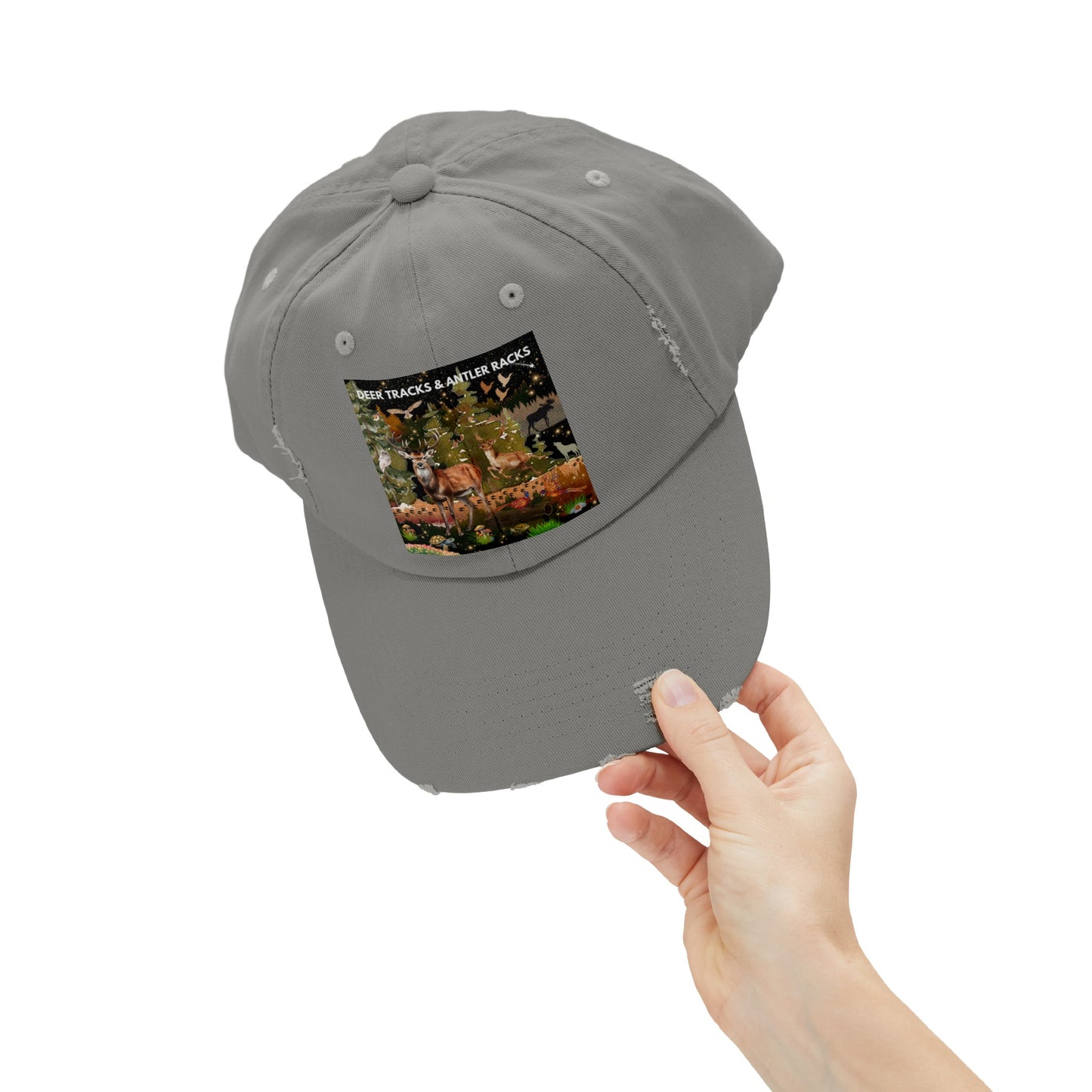 Deer Tracks & Antler Racks Unisex Distressed Cap