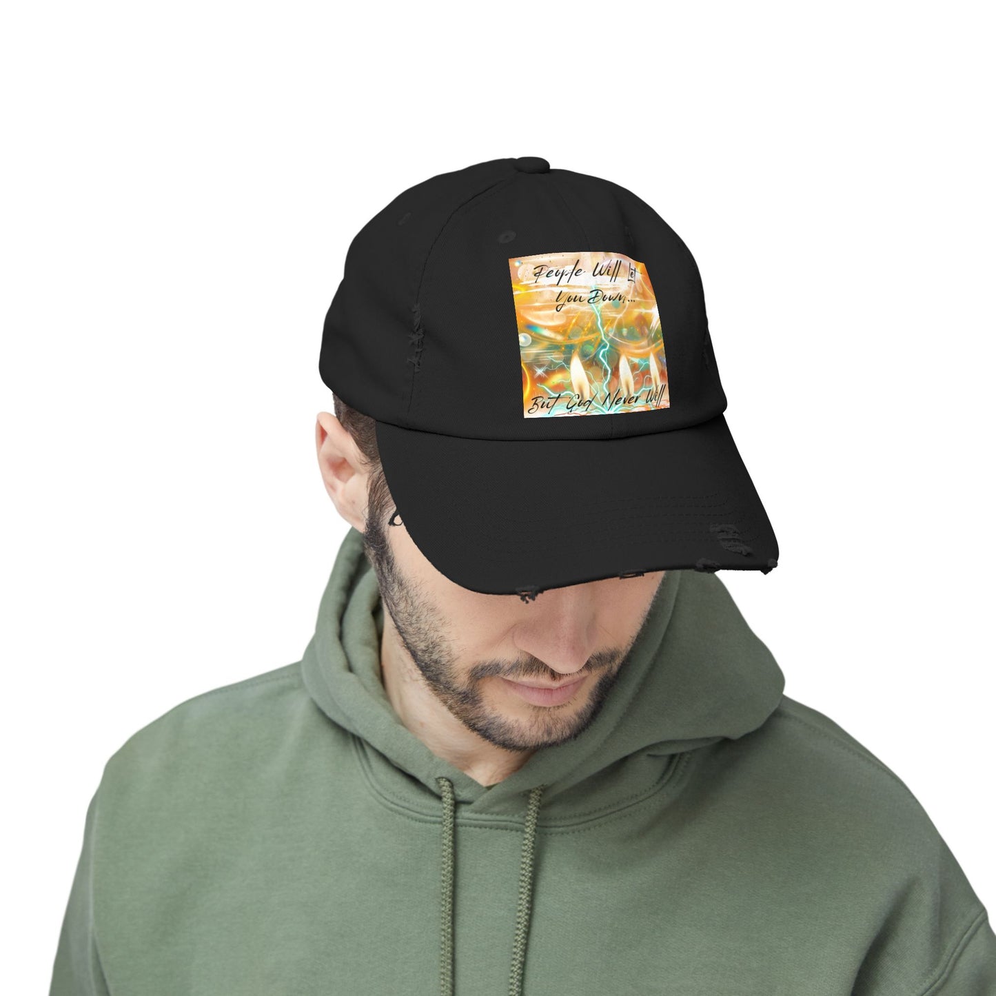 But God Never Will Unisex Distressed Cap - Buy Online - Color Black