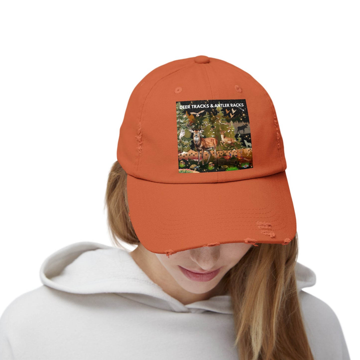 Deer Tracks & Antler Racks Unisex Distressed Cap