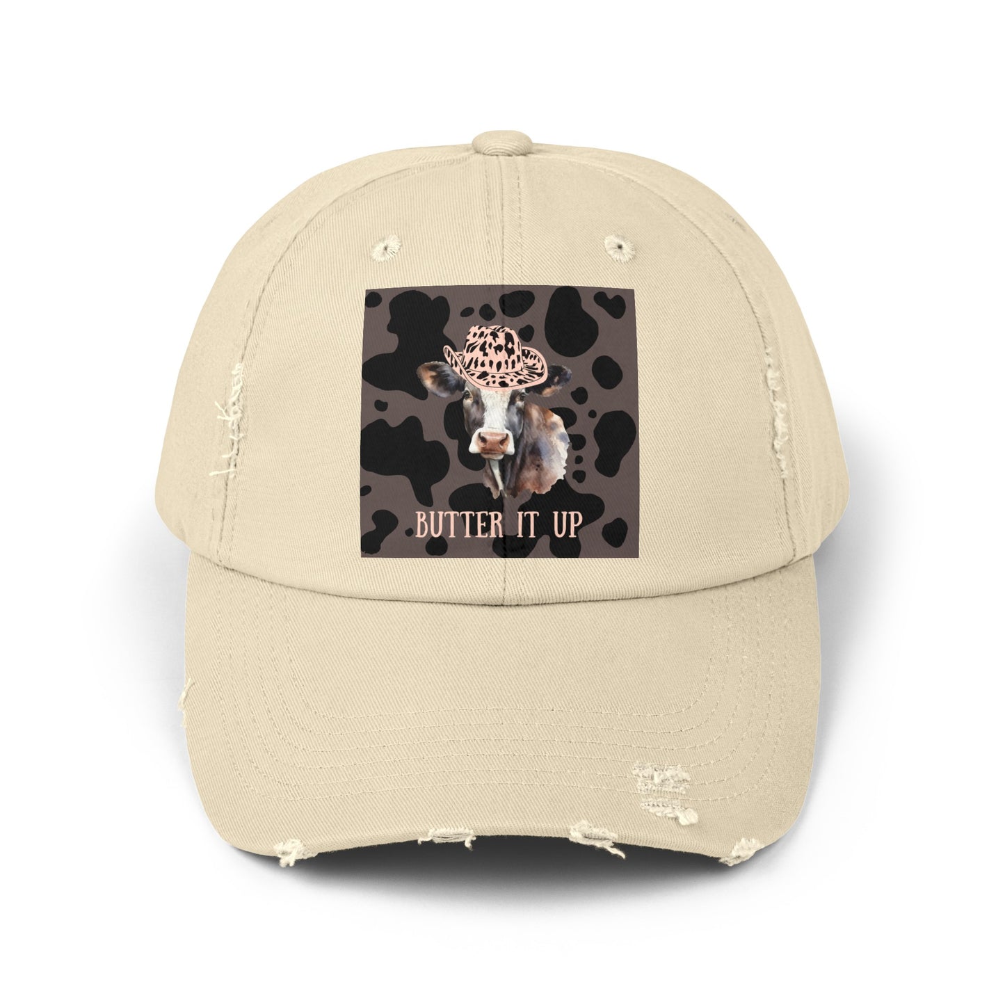Cow 2 Unisex Distressed Cap