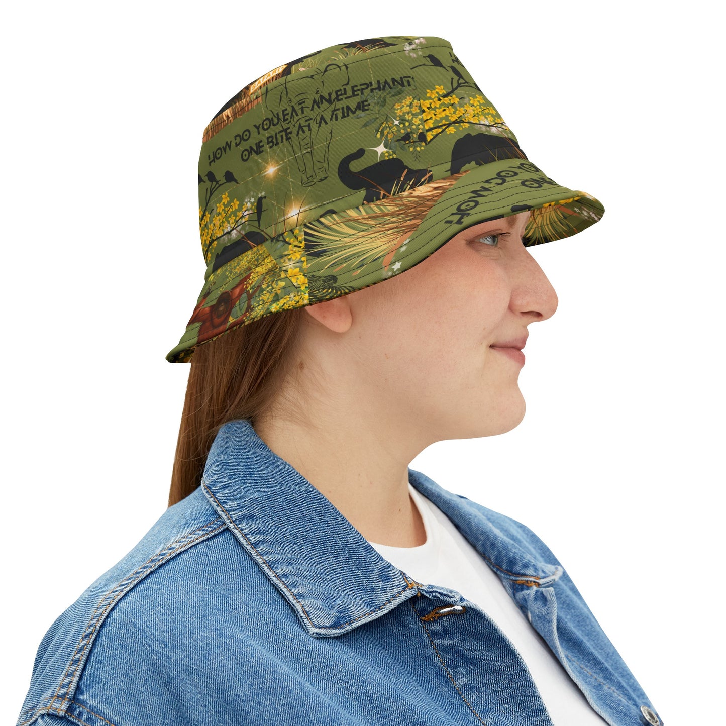 How Do You Eat An Elephant Bucket Hat (AOP)