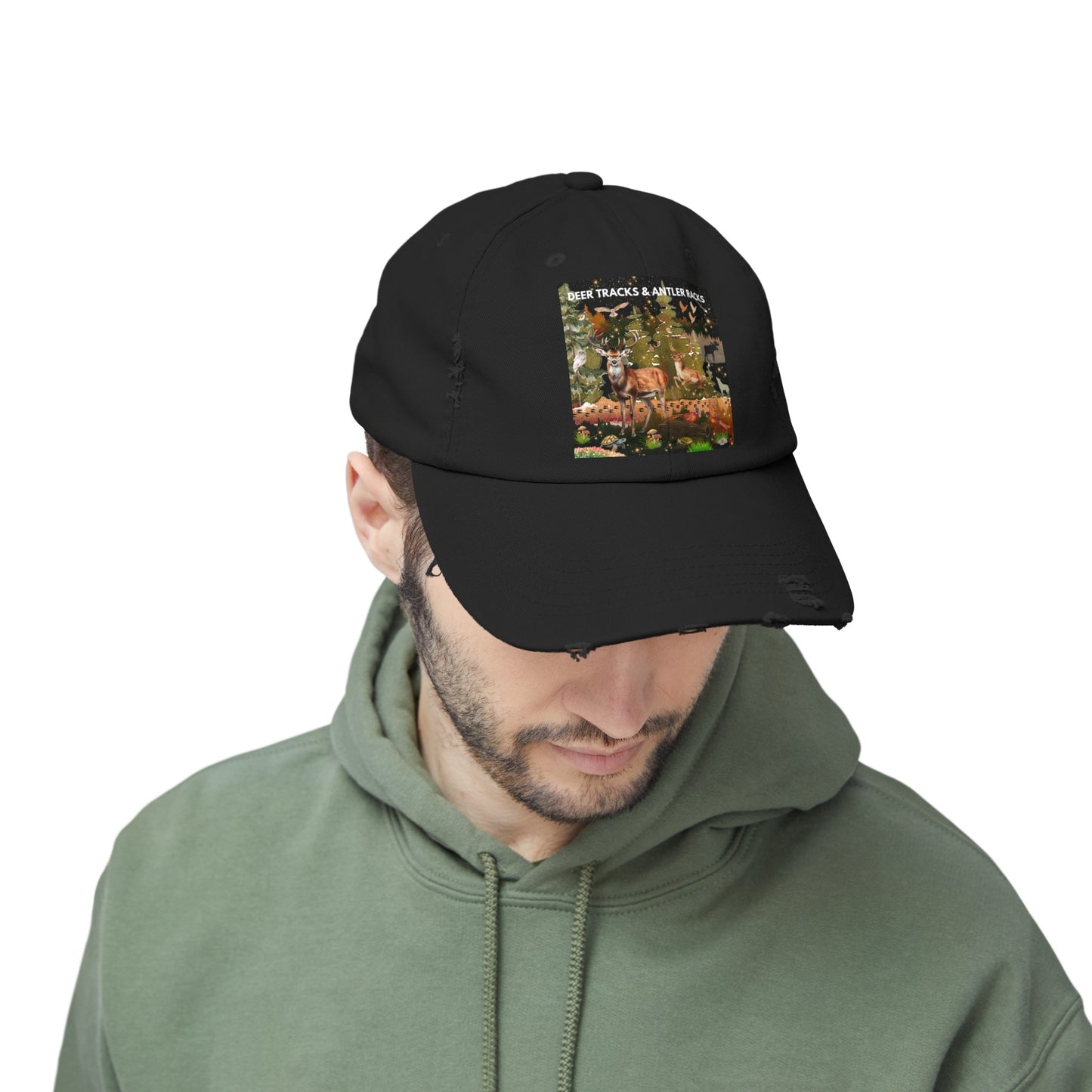 Deer Tracks & Antler Racks Unisex Distressed Cap