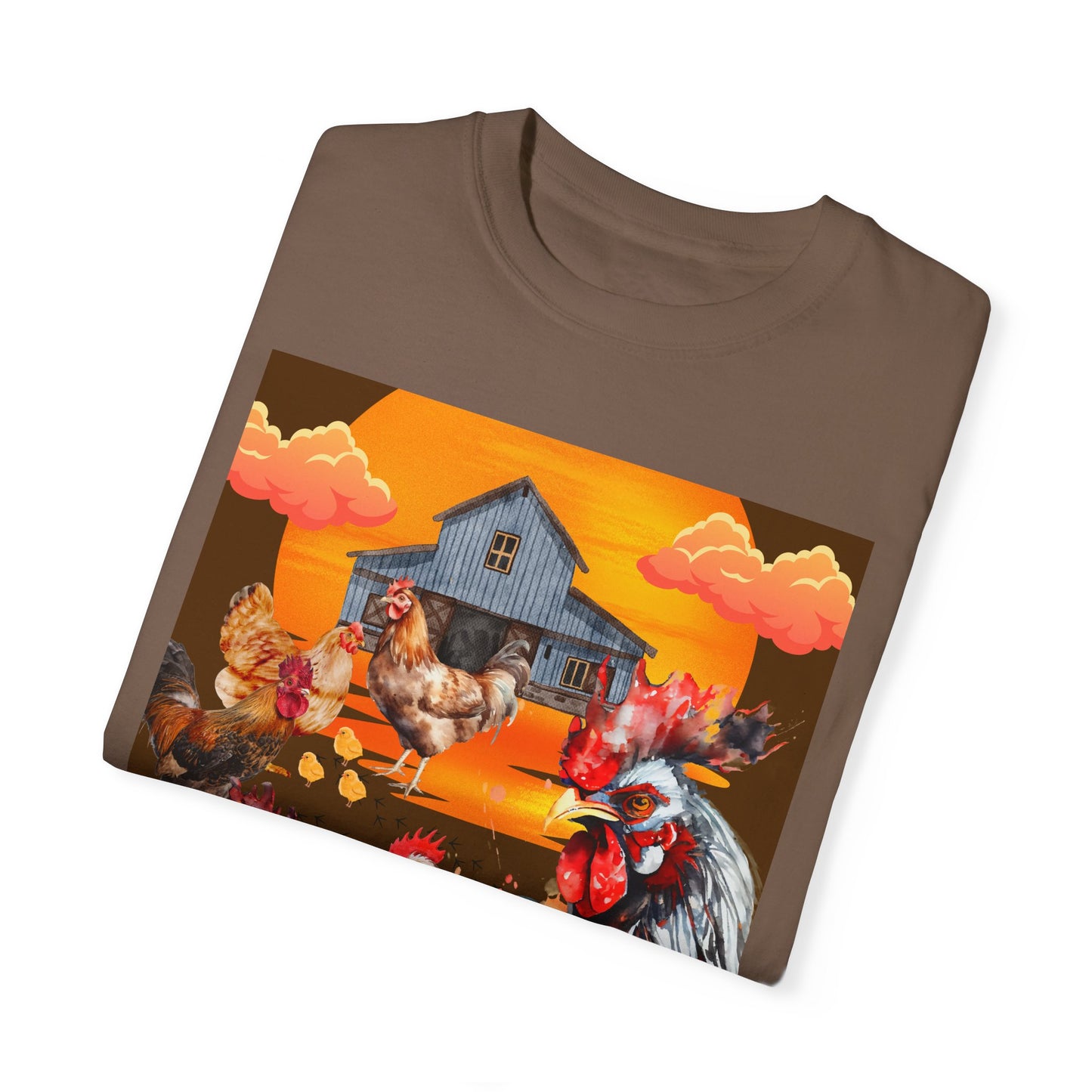 Chickens At Sunset Unisex Garment-Dyed T-shirt