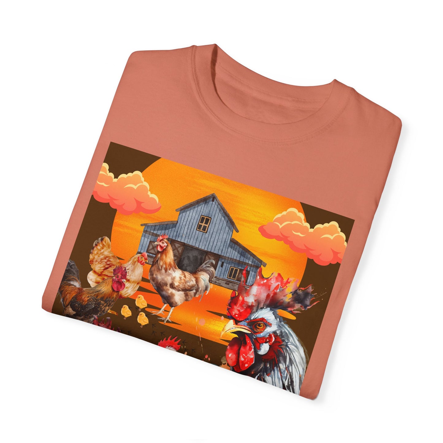 Chickens At Sunset Unisex Garment-Dyed T-shirt