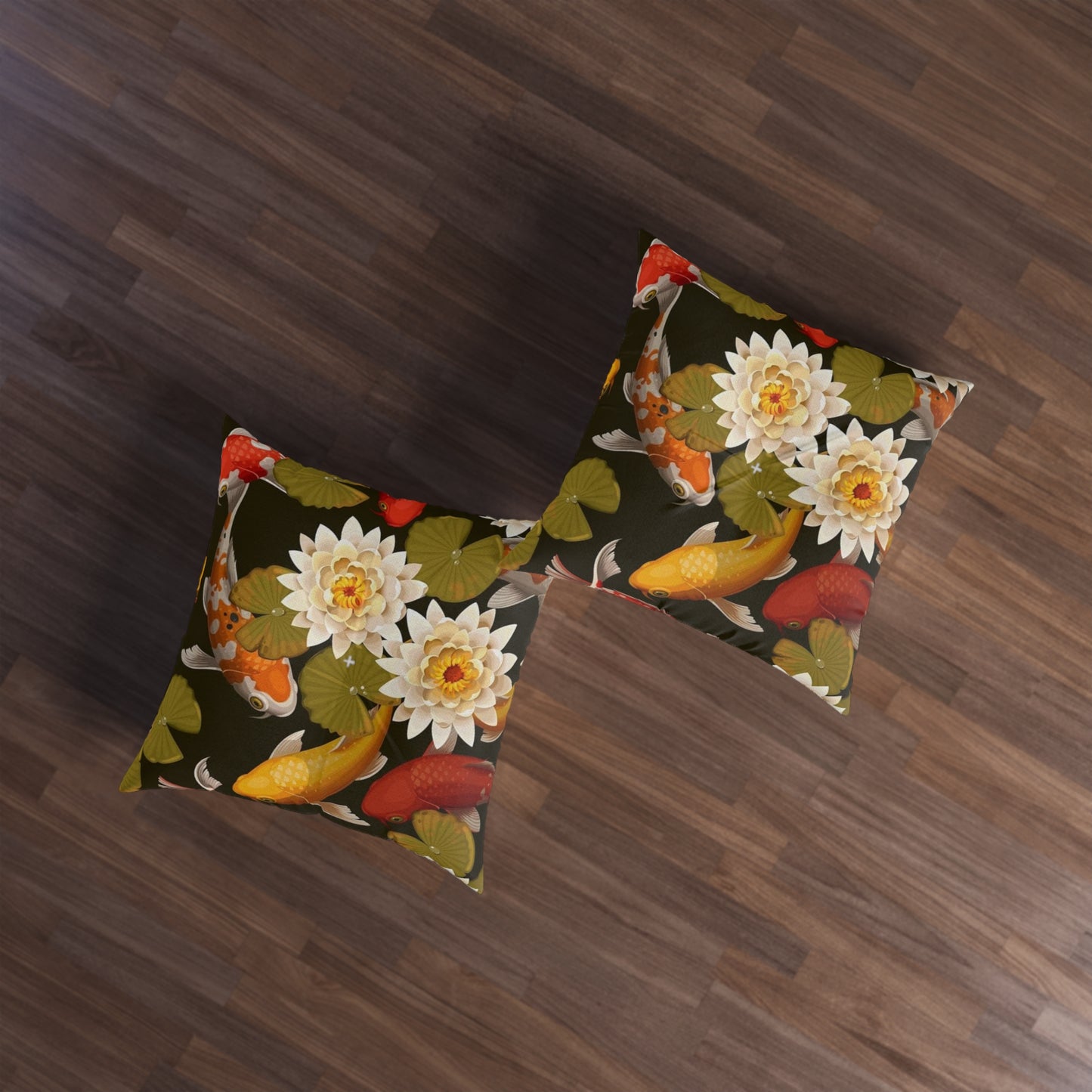Tufted Floor Pillow, Square Koi Lotus