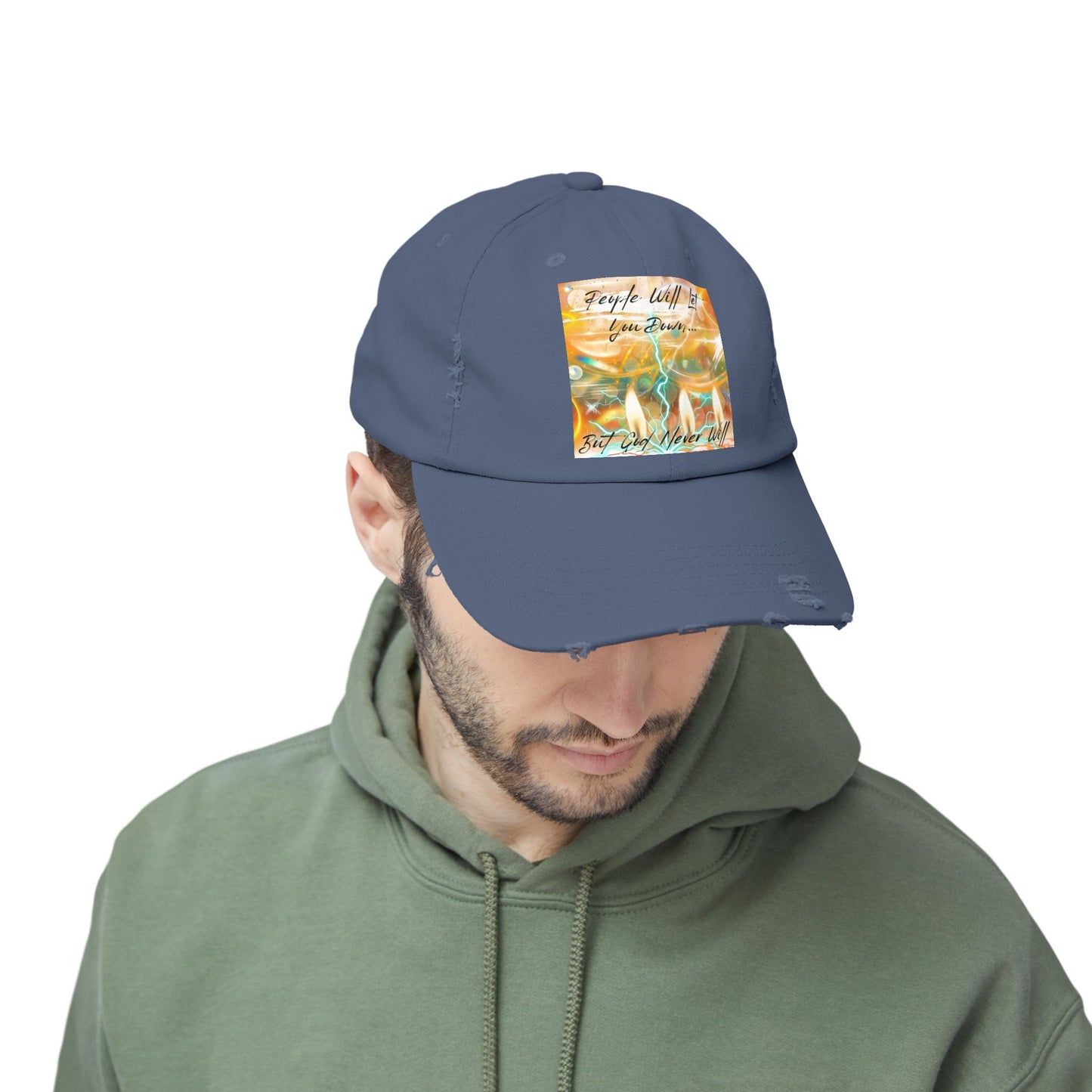 But God Never Will Unisex Distressed Cap - Buy Online - Color Blue