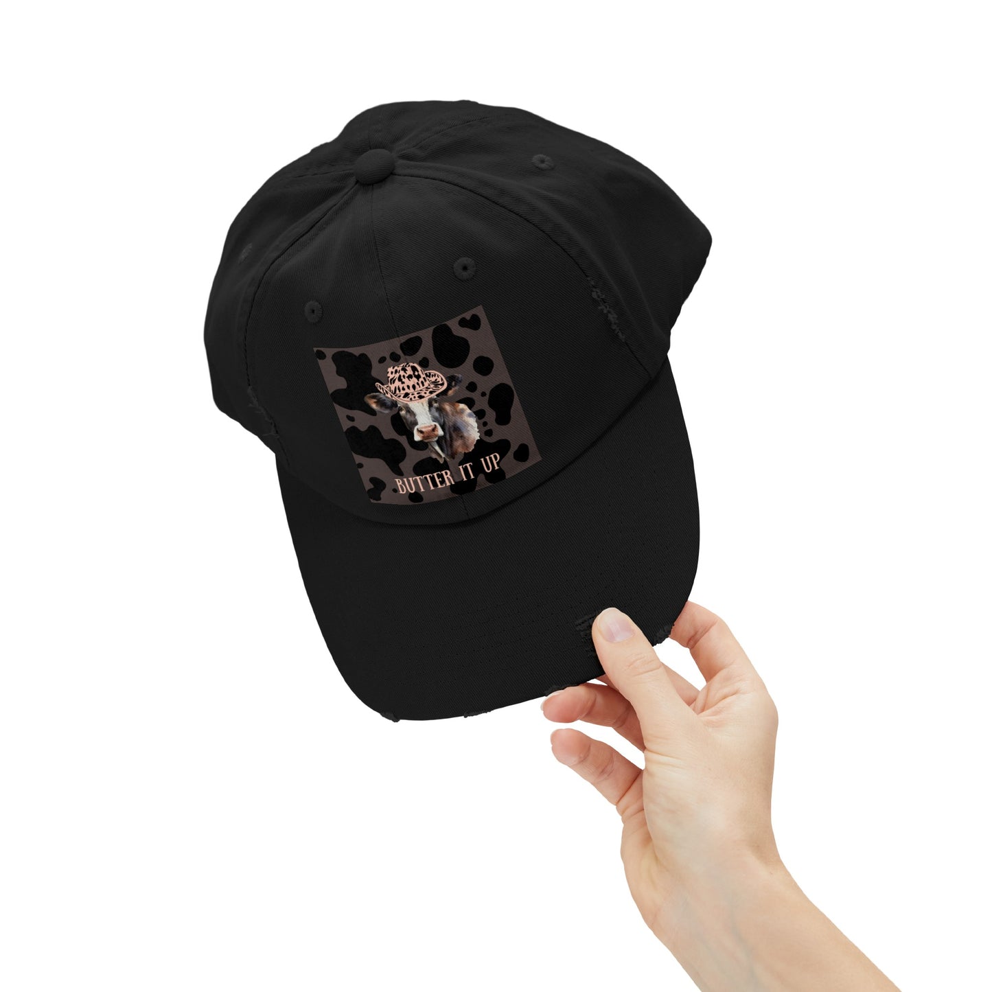 Cow 2 Unisex Distressed Cap