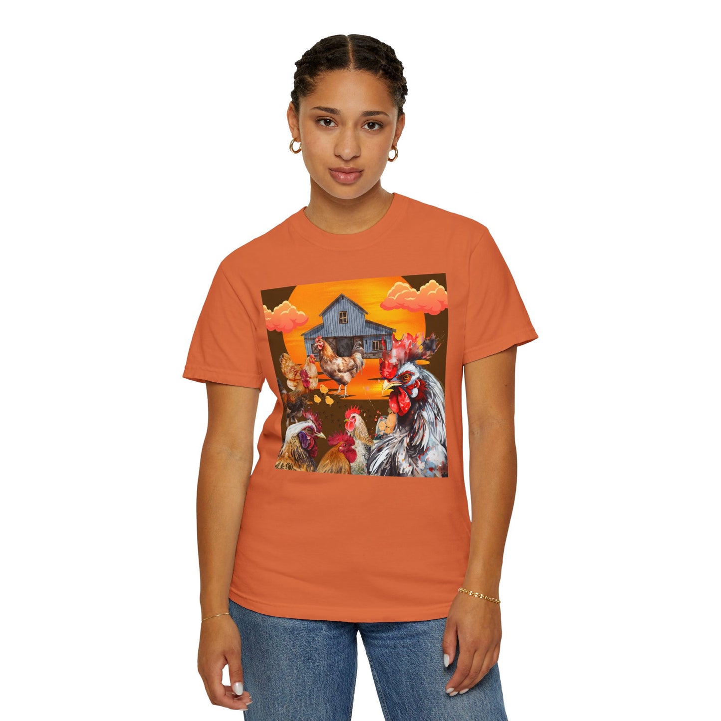 Chickens At Sunset Unisex Garment-Dyed T-shirt