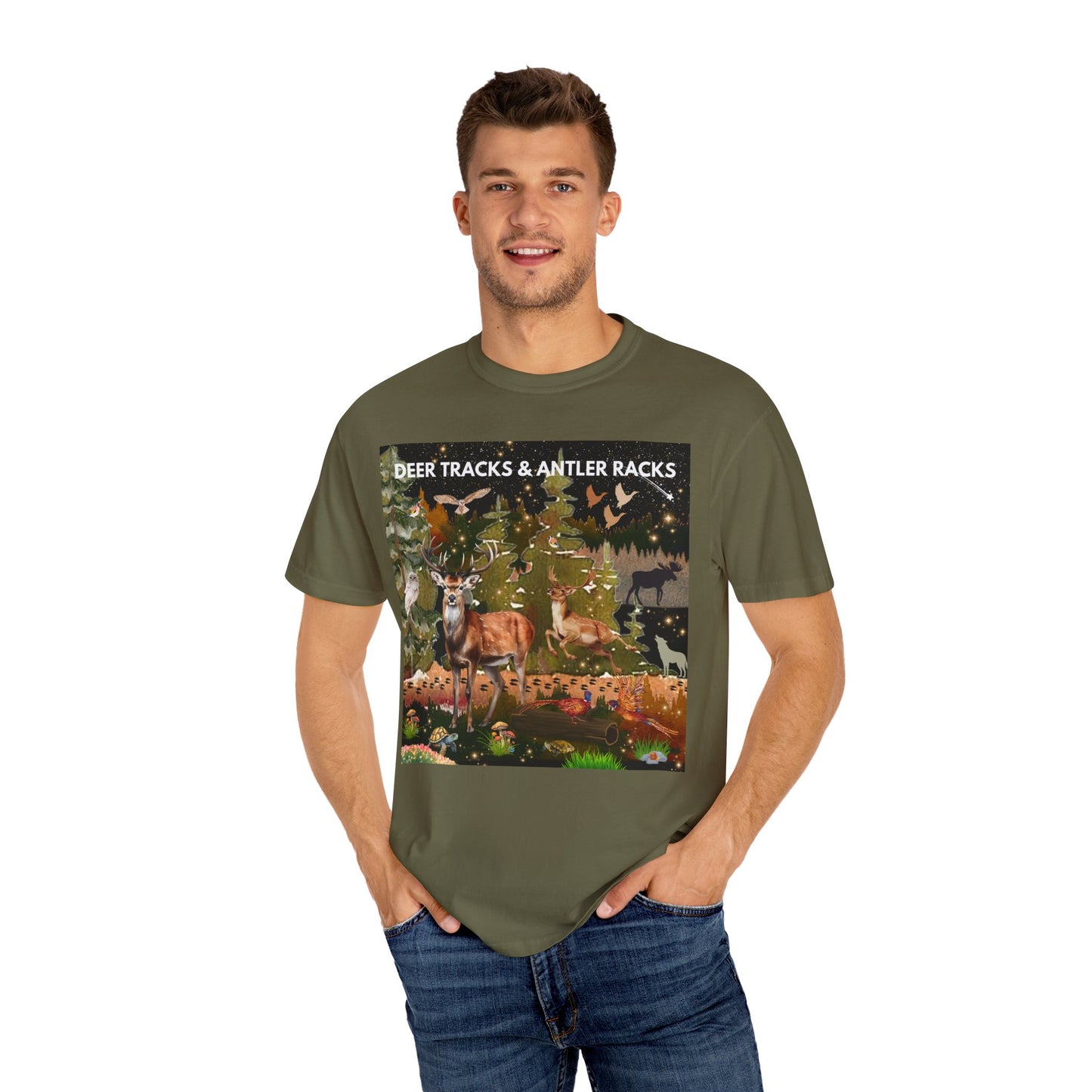 Deer Tracks & Antler Racks Unisex Garment-Dyed T-shirt