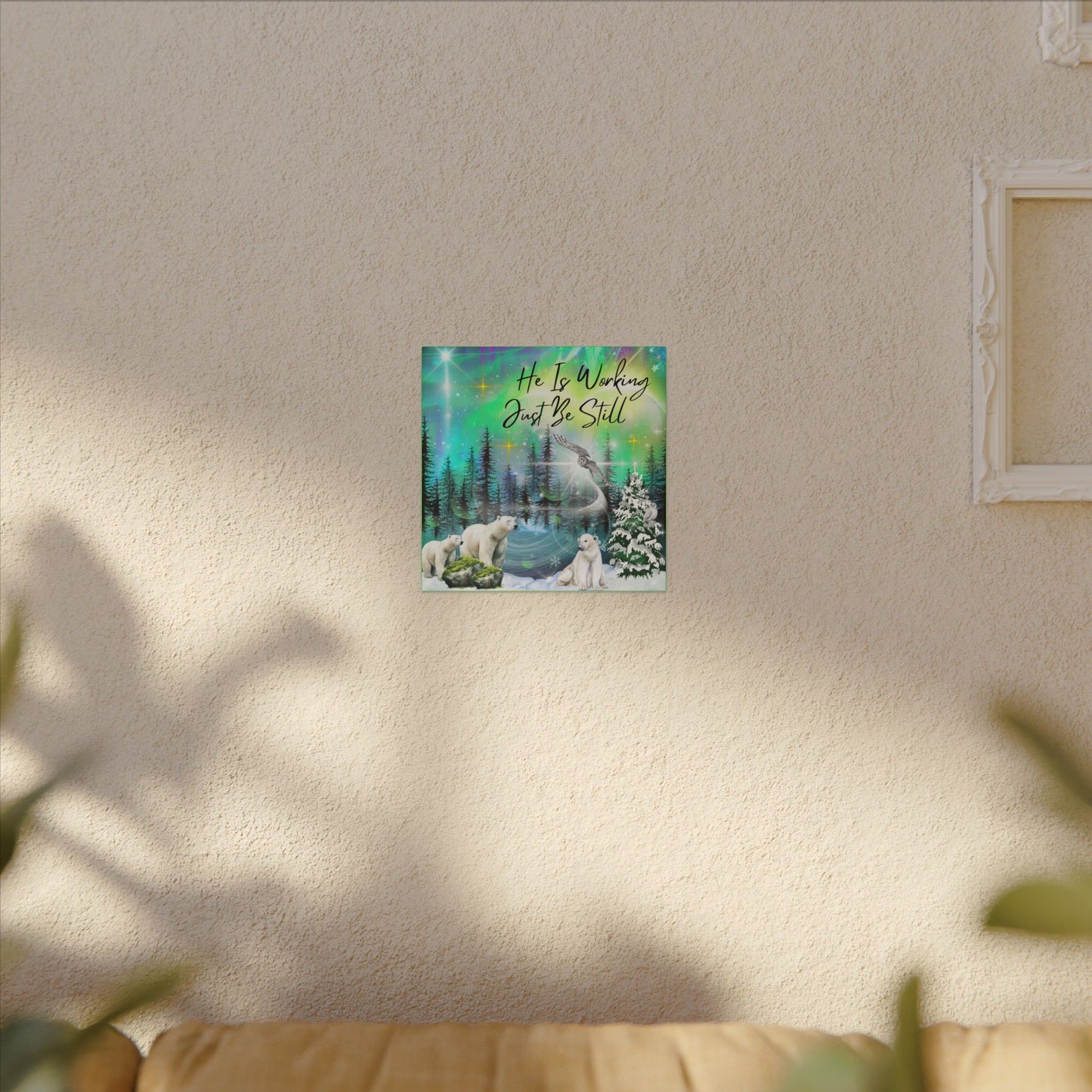 Just Be Still - Inspirational Canvas Wall Art, Polar Bear Decor, Nature Motivational Print, Home Office Wall Hangings, Gift for Nature Lovers
