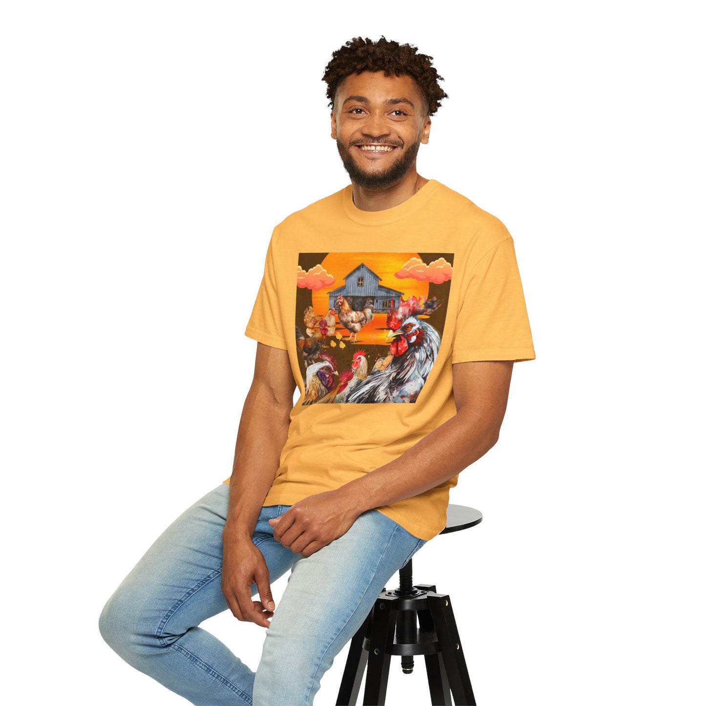 Chickens At Sunset Unisex Garment-Dyed T-shirt