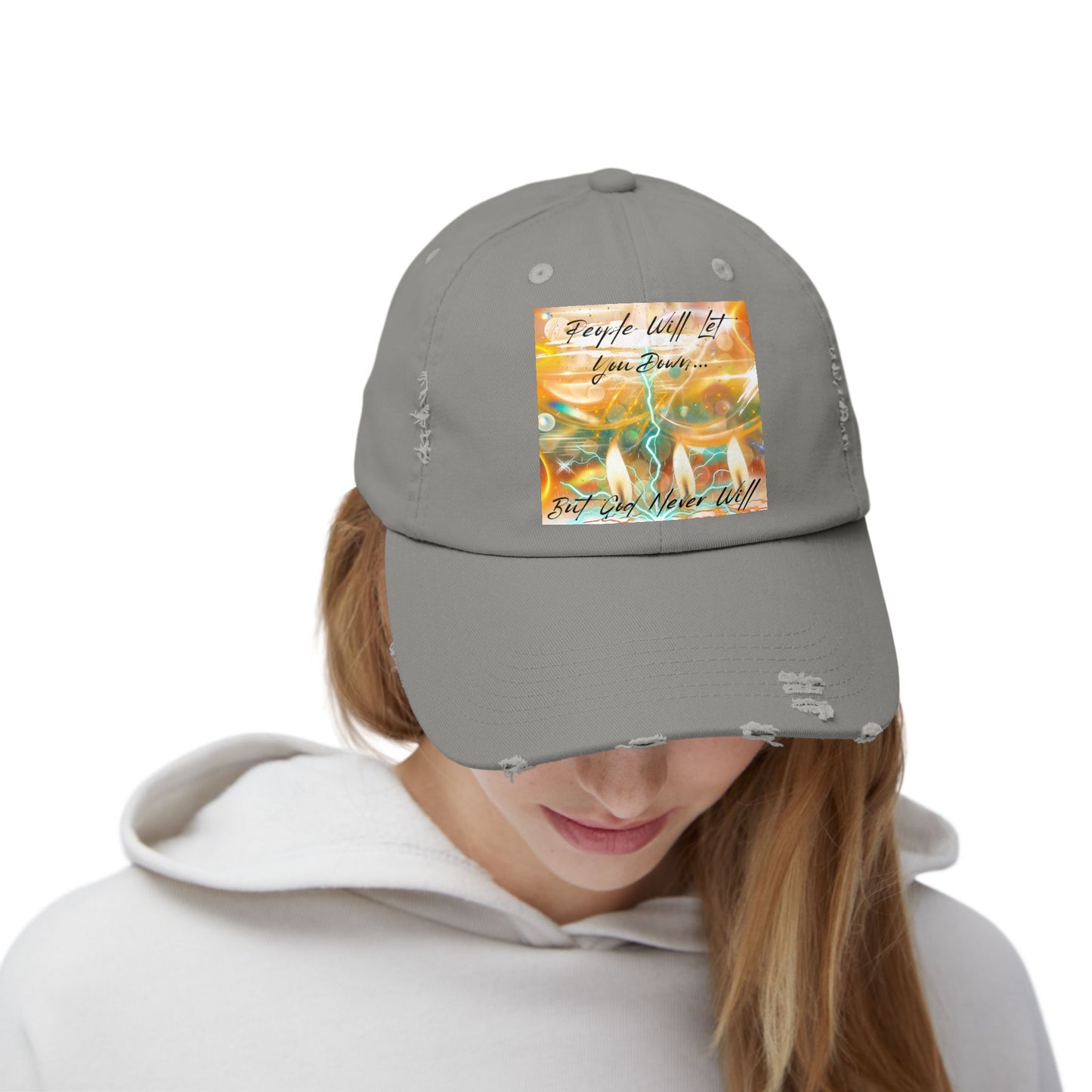 But God Never Will Unisex Distressed Cap - Buy Online - Color Gray / grey
