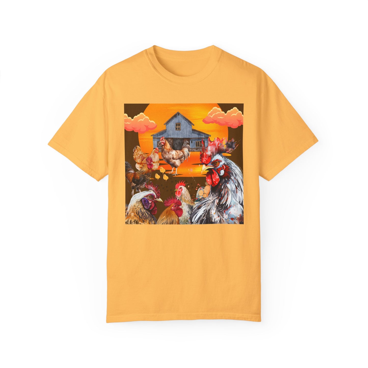 Chickens At Sunset Unisex Garment-Dyed T-shirt