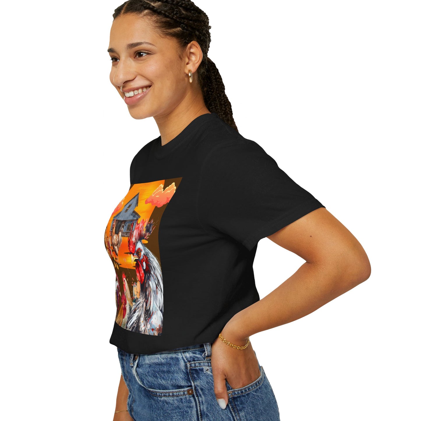 Chickens At Sunset Unisex Garment-Dyed T-shirt