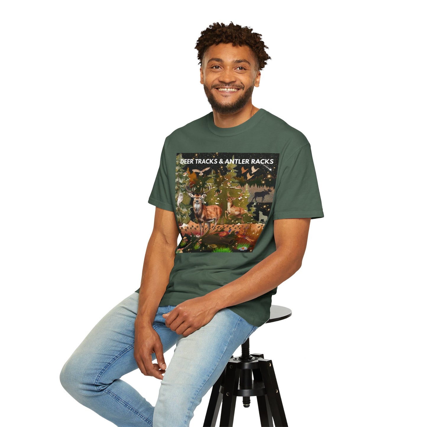 Deer Tracks & Antler Racks Unisex Garment-Dyed T-shirt