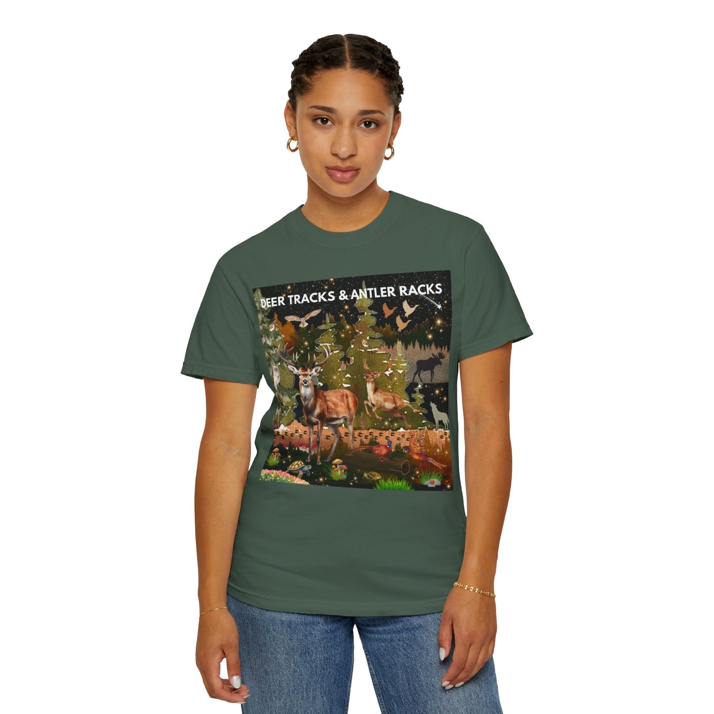 Deer Tracks & Antler Racks Unisex Garment-Dyed T-shirt