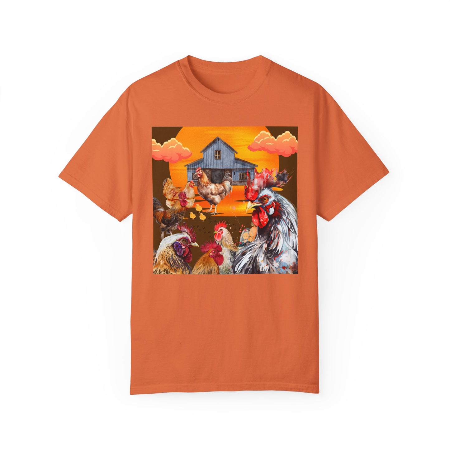 Chickens At Sunset Unisex Garment-Dyed T-shirt
