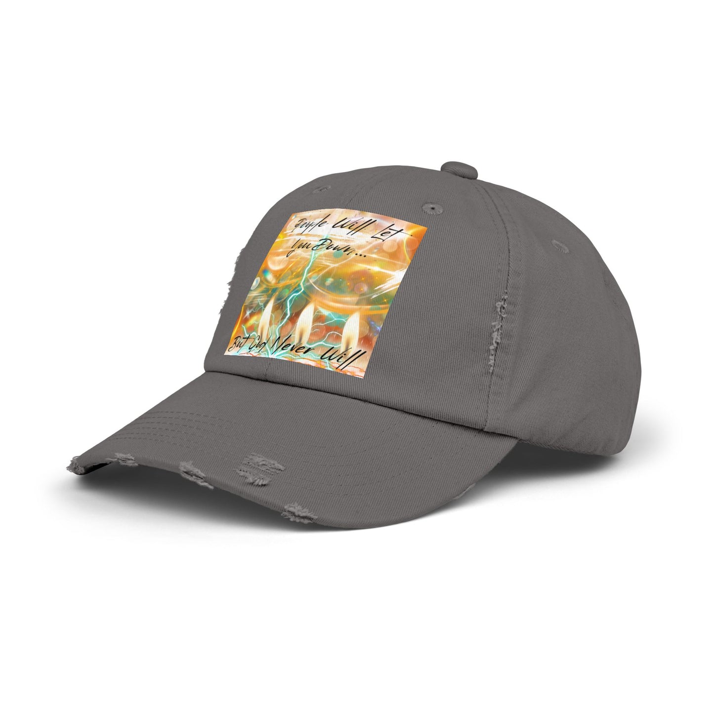 But God Never Will Unisex Distressed Cap - Buy Online - Color Gray / grey