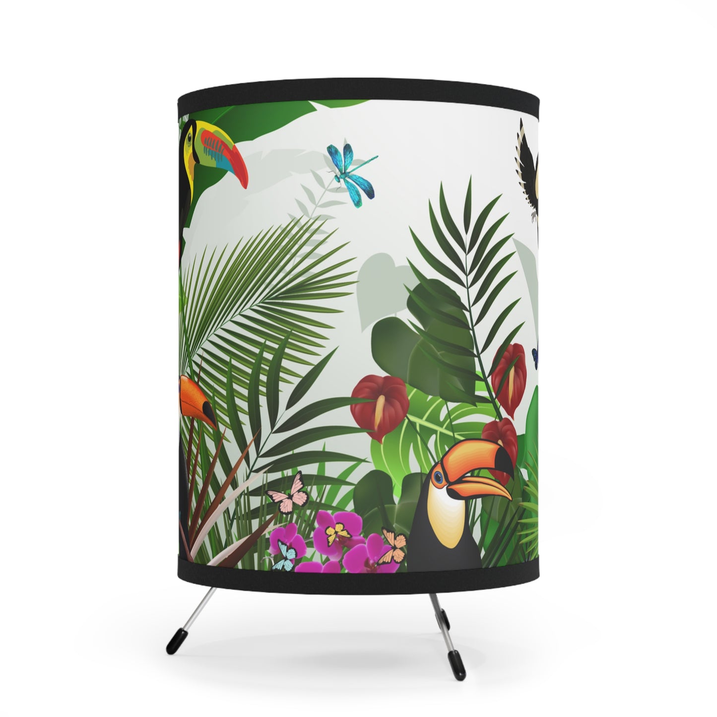 Feathered Friends Tripod Lamp with High-Res Printed Shade, US\CA plug