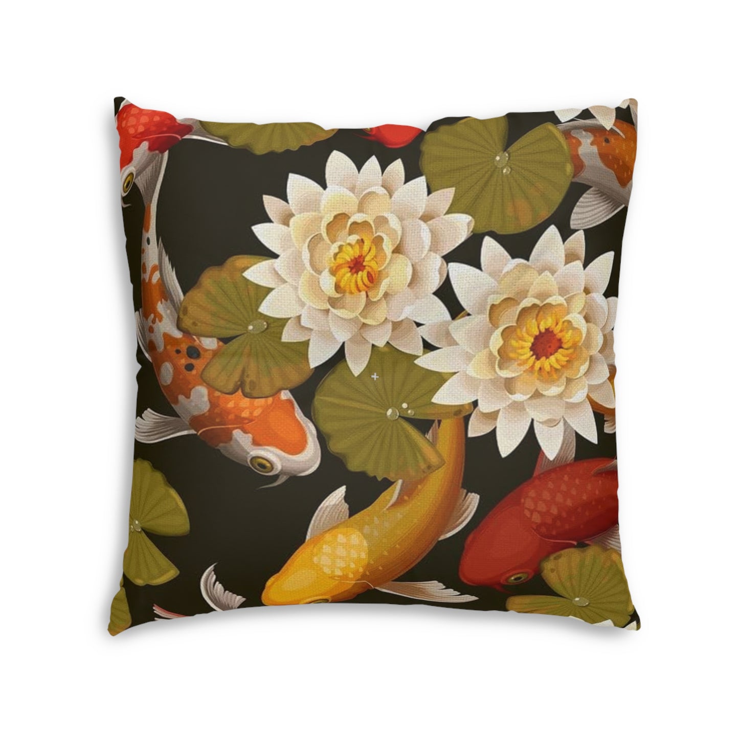 Tufted Floor Pillow, Square Koi Lotus