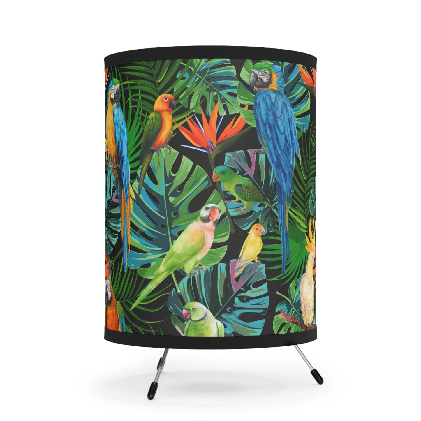 Birds In Paradise Tripod Lamp with High-Res Printed Shade, US\CA plug