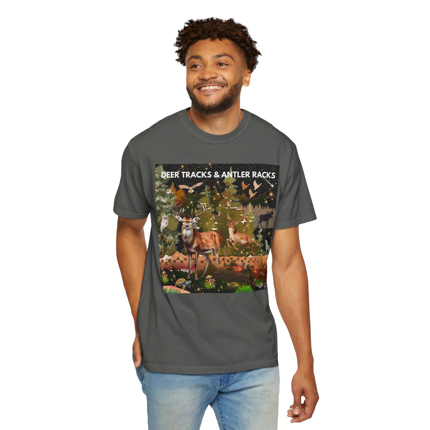 Deer Tracks & Antler Racks Unisex Garment-Dyed T-shirt