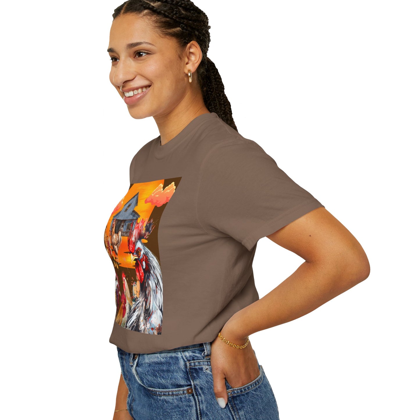 Chickens At Sunset Unisex Garment-Dyed T-shirt