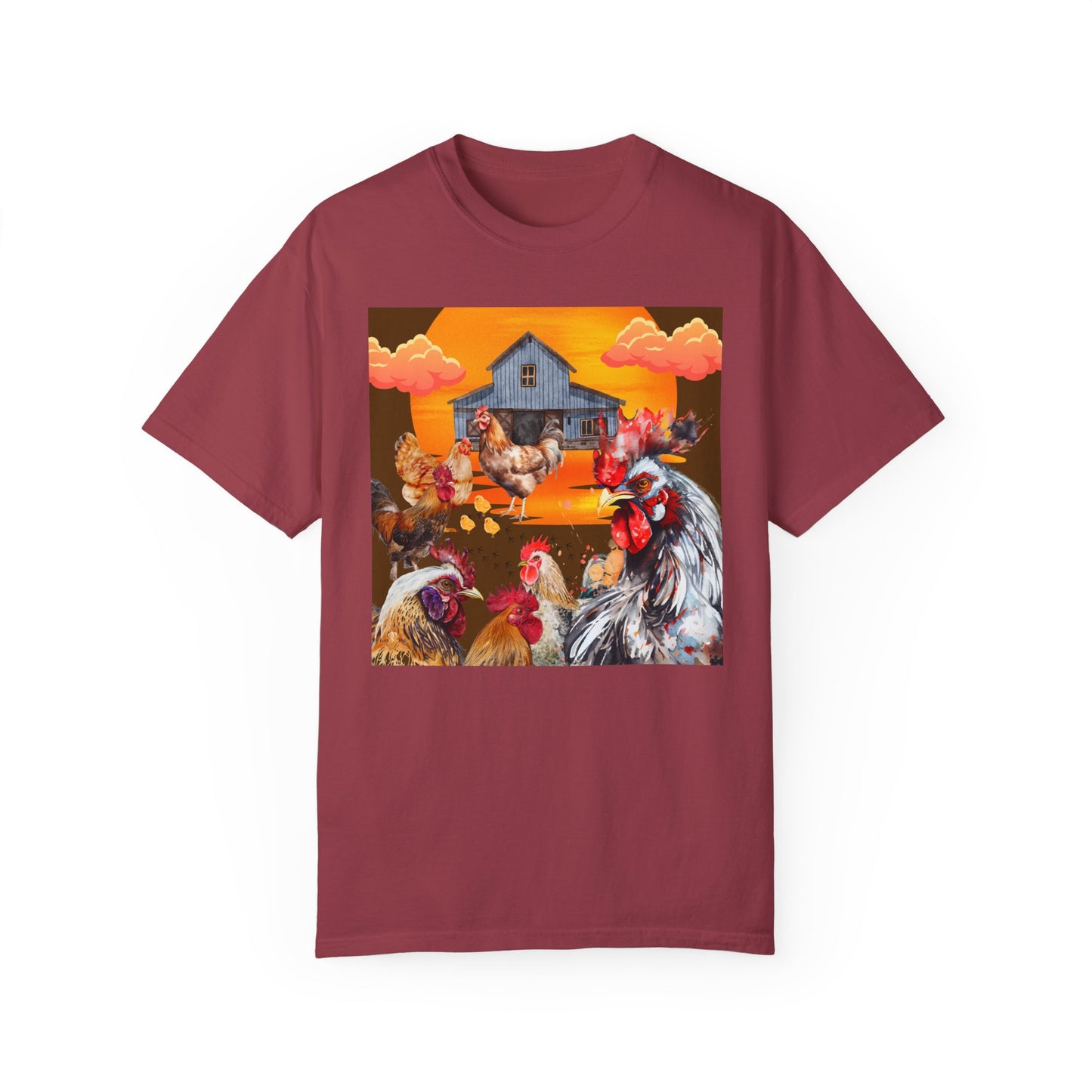 Chickens At Sunset Unisex Garment-Dyed T-shirt