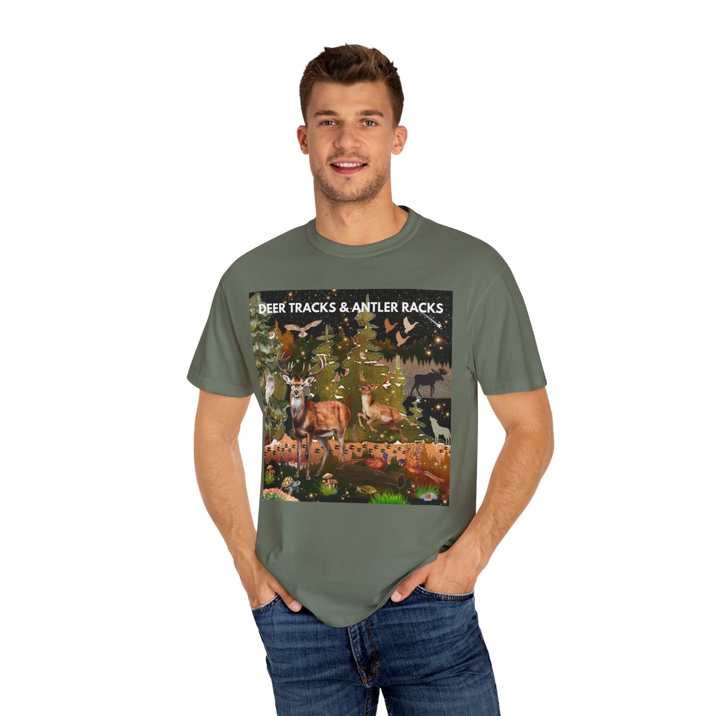 Deer Tracks & Antler Racks Unisex Garment-Dyed T-shirt