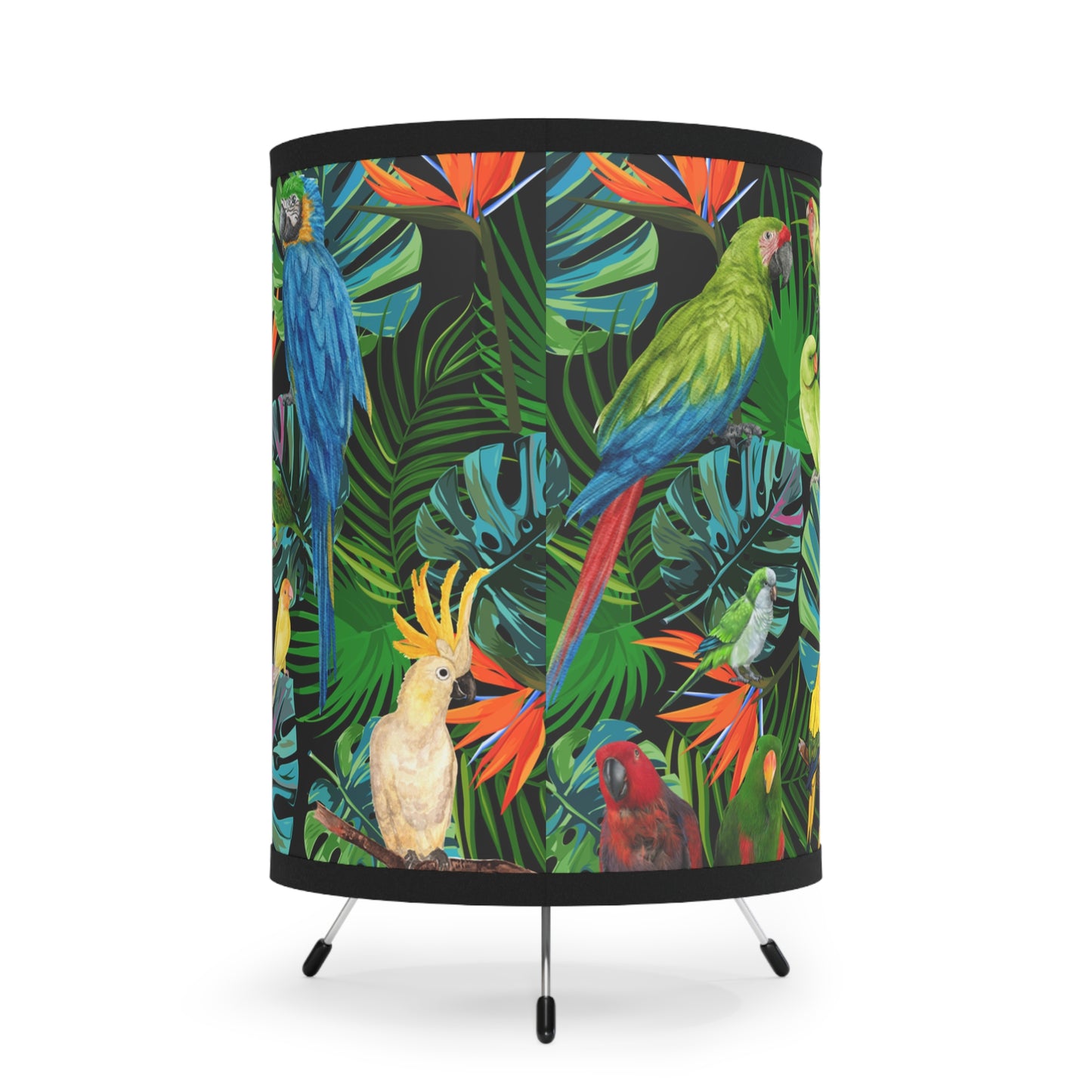 Birds In Paradise Tripod Lamp with High-Res Printed Shade, US\CA plug