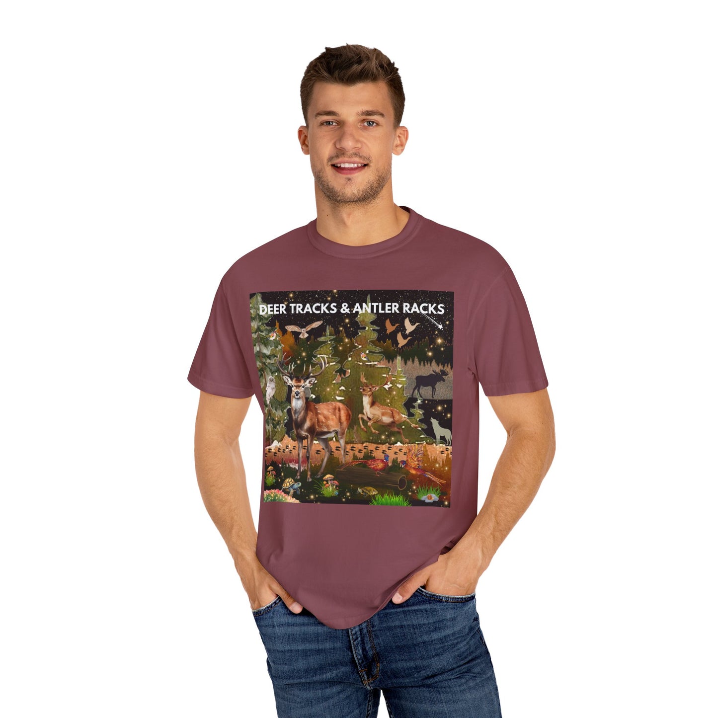 Deer Tracks & Antler Racks Unisex Garment-Dyed T-shirt