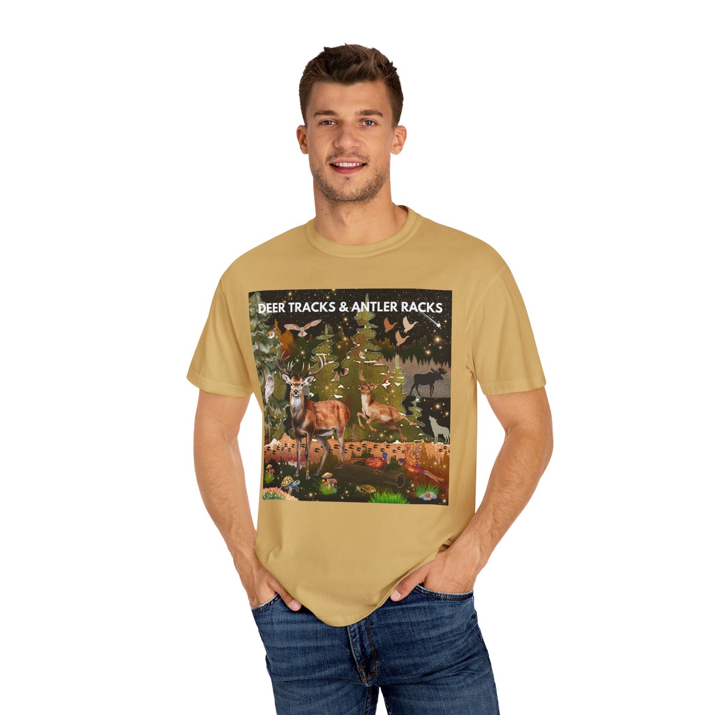 Deer Tracks & Antler Racks Unisex Garment-Dyed T-shirt