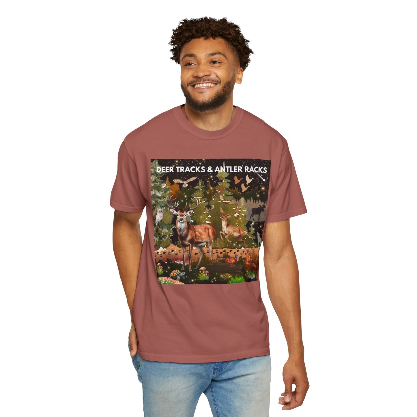 Deer Tracks & Antler Racks Unisex Garment-Dyed T-shirt