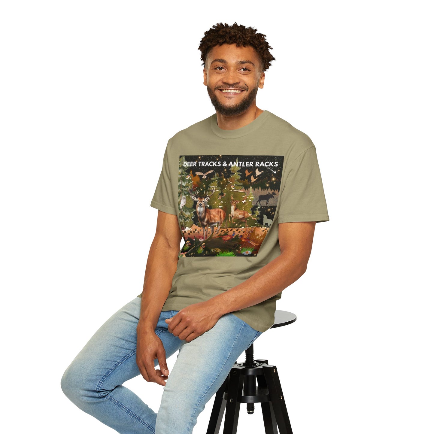 Deer Tracks & Antler Racks Unisex Garment-Dyed T-shirt