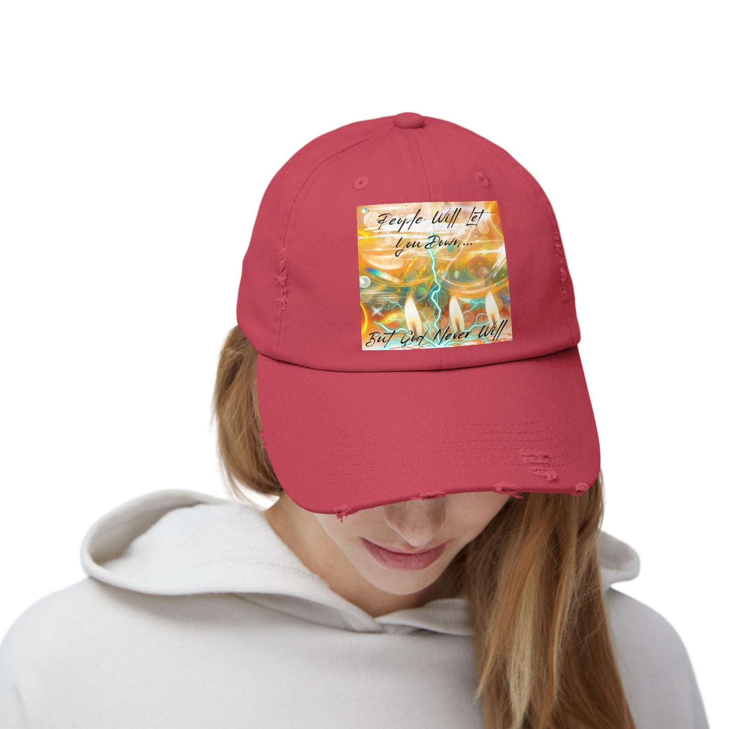 But God Never Will Unisex Distressed Cap - Buy Online - Color Red