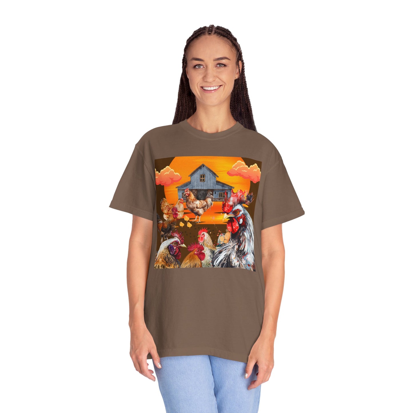 Chickens At Sunset Unisex Garment-Dyed T-shirt