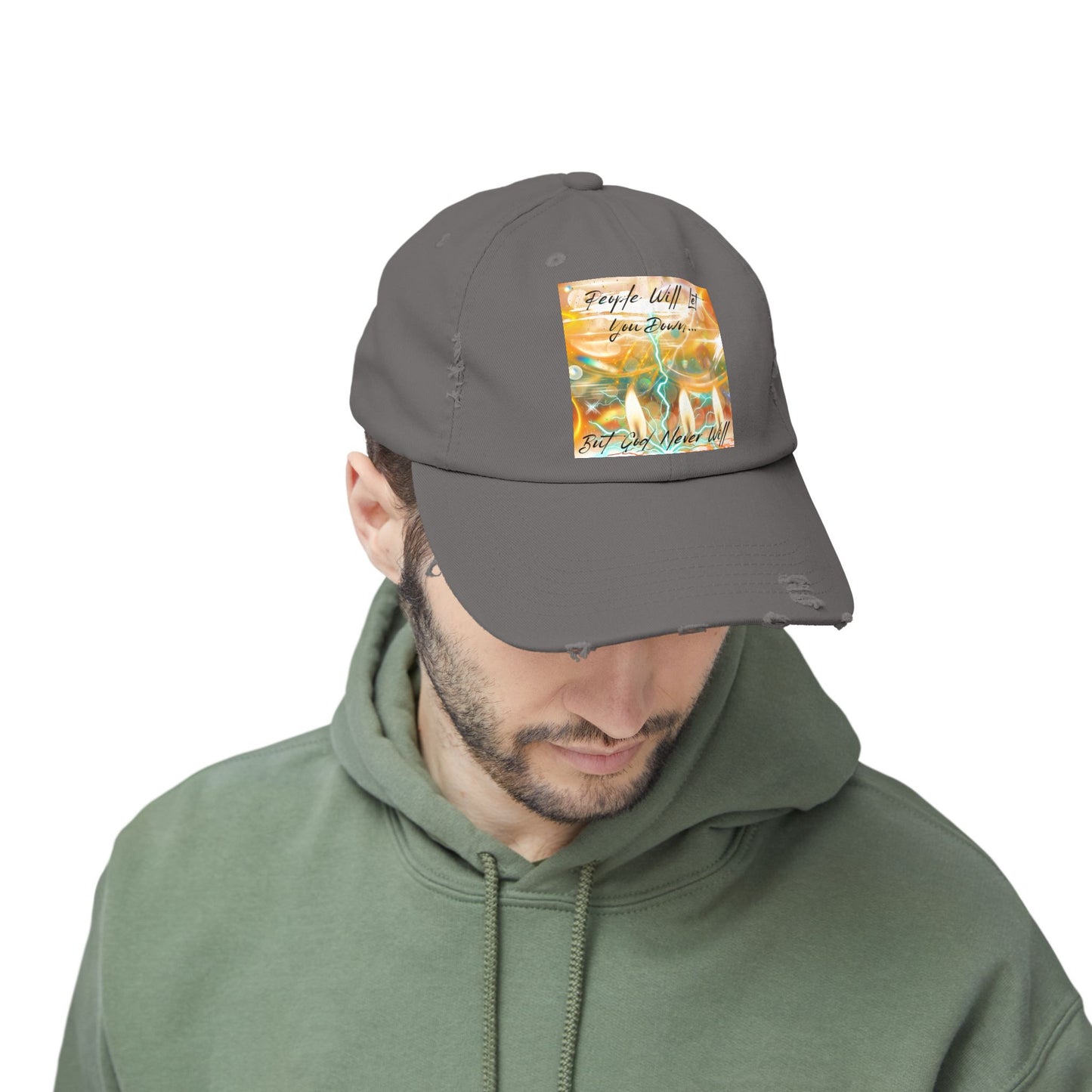 But God Never Will Unisex Distressed Cap - Buy Online - Color Gray / grey