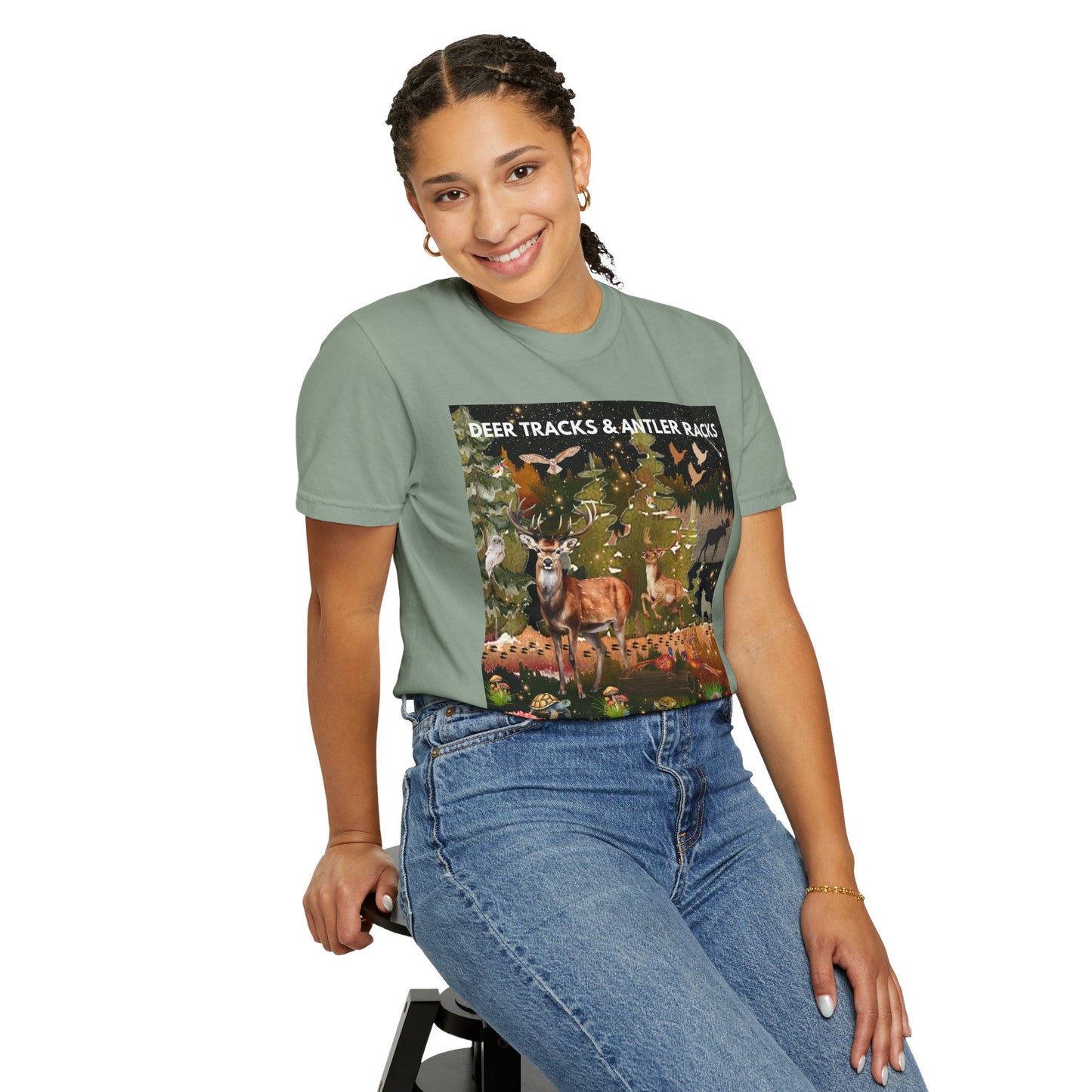 Deer Tracks & Antler Racks Unisex Garment-Dyed T-shirt