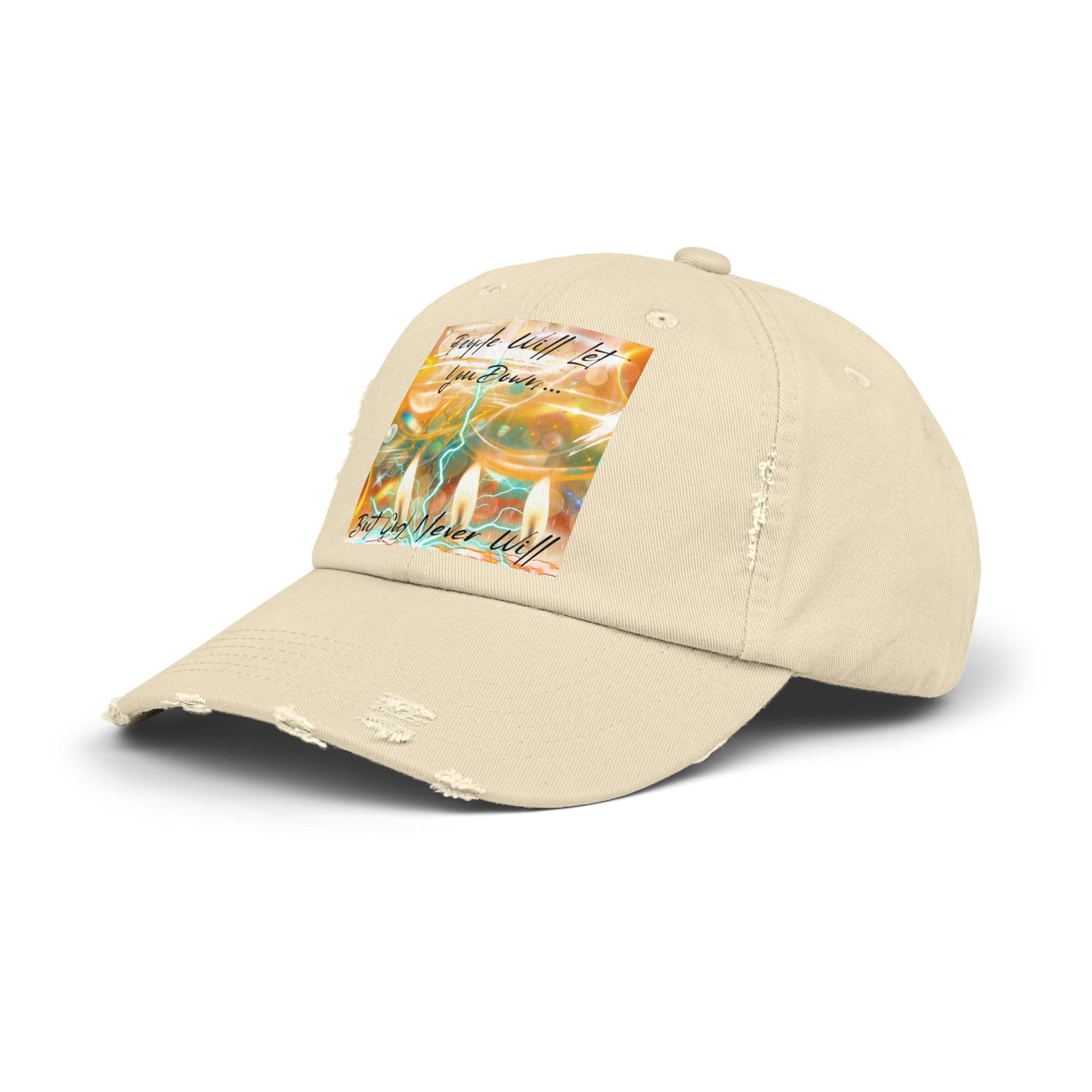 But God Never Will Unisex Distressed Cap - Buy Online - Color Khaki