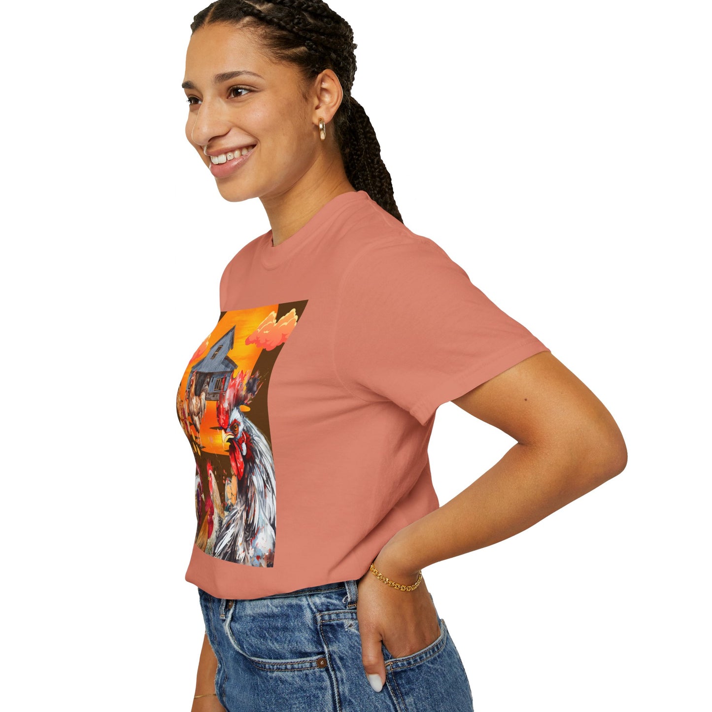 Chickens At Sunset Unisex Garment-Dyed T-shirt