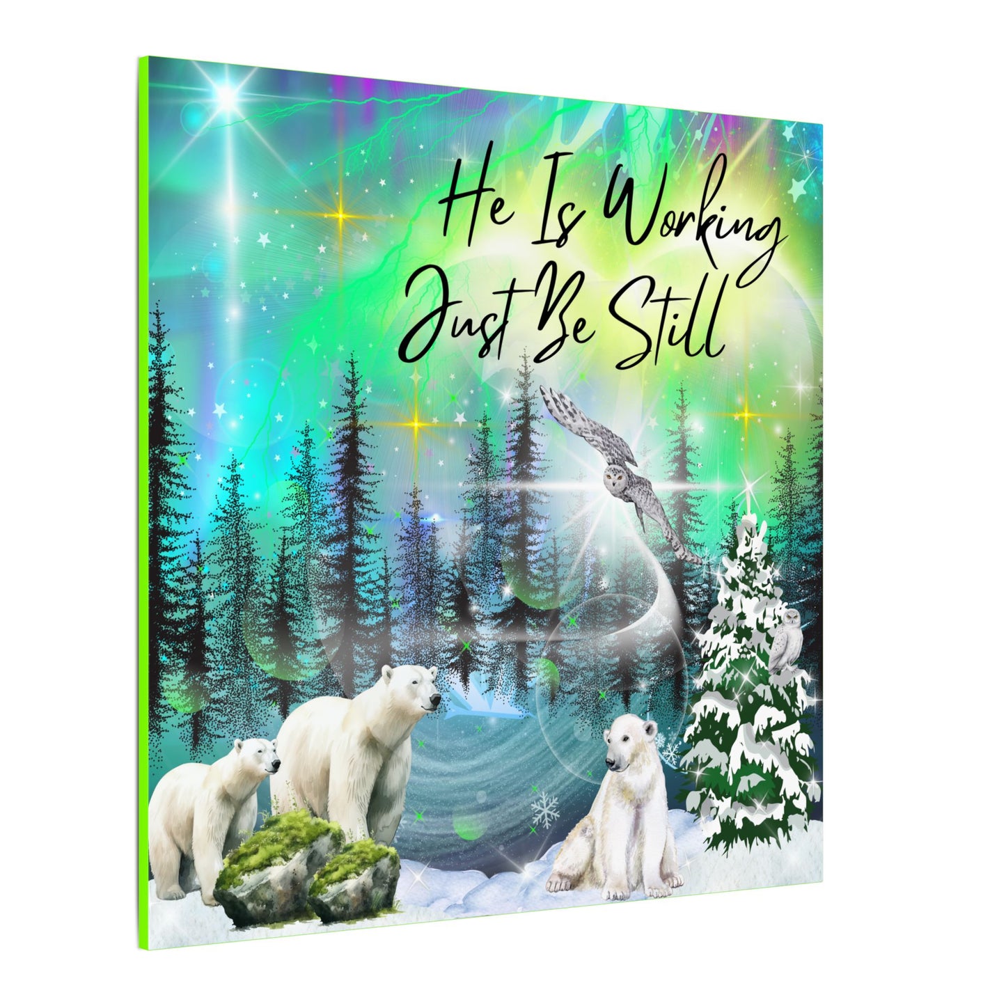 Just Be Still - Inspirational Canvas Wall Art, Polar Bear Decor, Nature Motivational Print, Home Office Wall Hangings, Gift for Nature Lovers