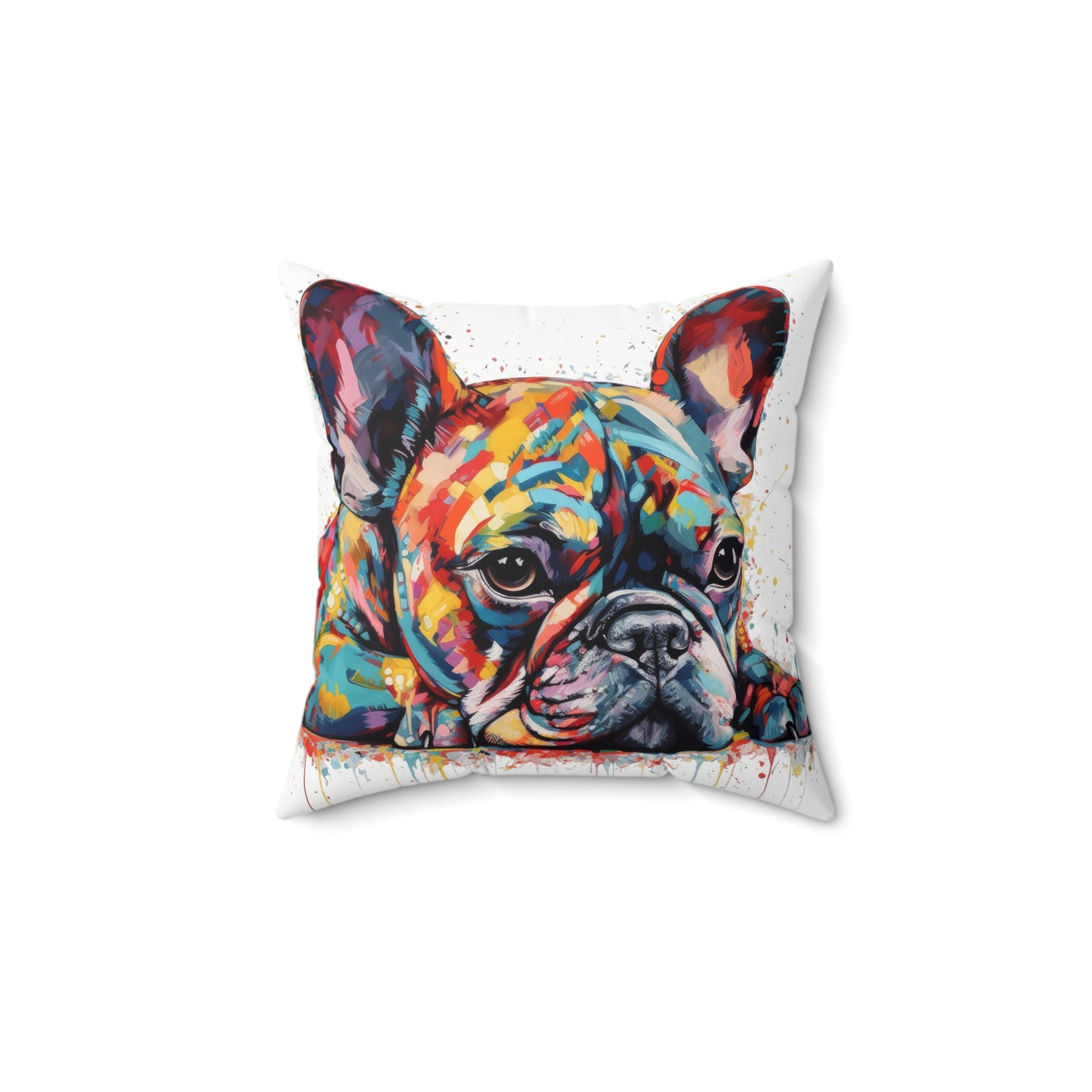 Frenchie In Color 2 Spun Polyester Square Pillow