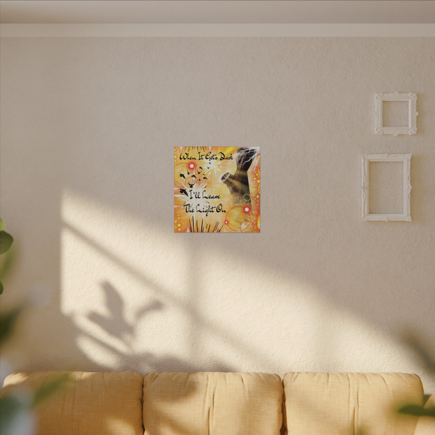 Leave The Light On - Inspirational Wall Art, Motivational Home Decor, Canvas Print, Uplifting Gift, Modern Artwork, Affirmation Piece, Unique Decoration