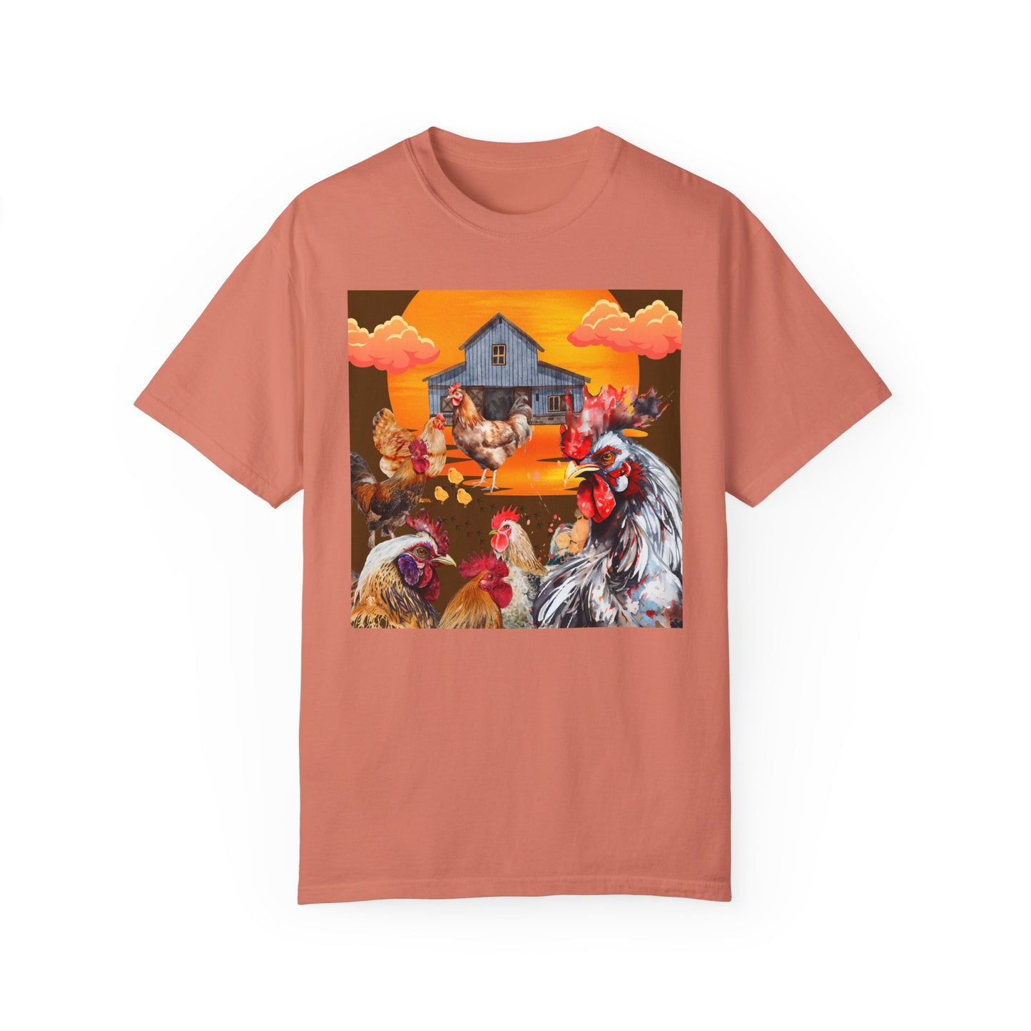 Chickens At Sunset Unisex Garment-Dyed T-shirt